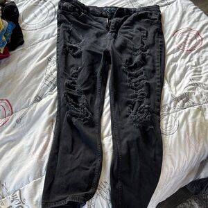 Aeropostale Black High Rise Distressed Jeans